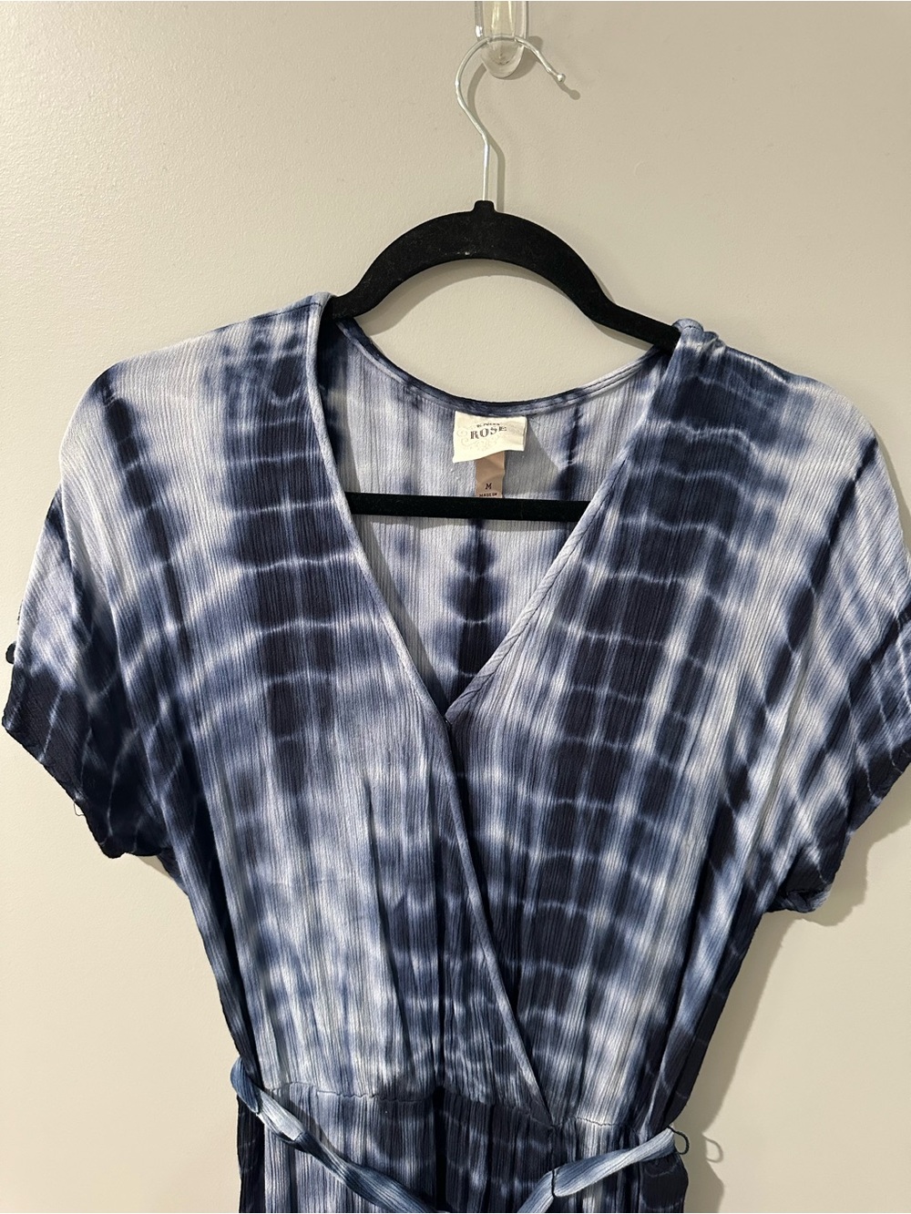 Knox Rose Navy and Light Blue Tie-Dye Wrap Dress